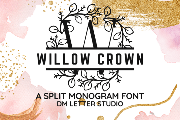 Willow Crown Split Monogram for Elegant Botanical Crafts and Printables